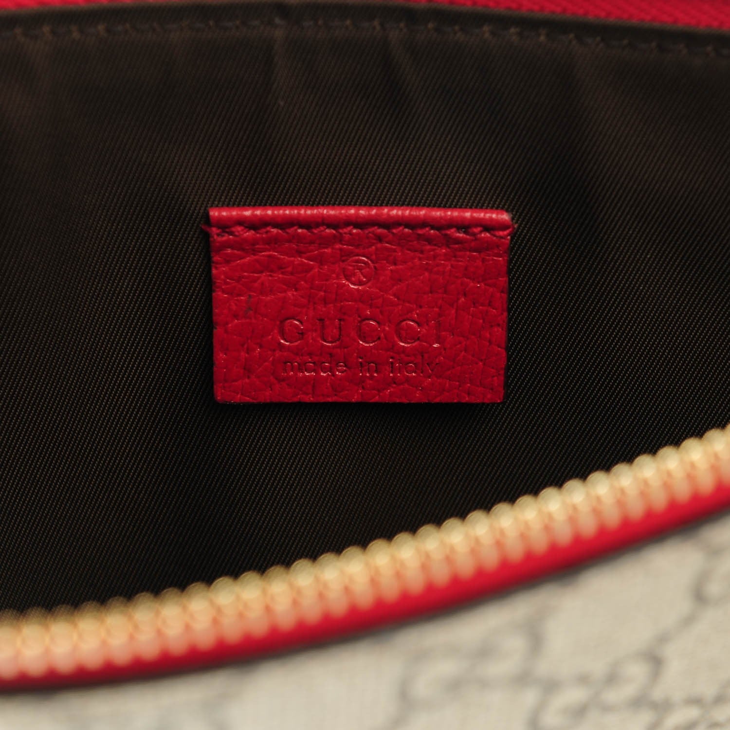 Gucci GG Supreme Monogram Tian Large Zip Pouch Beige Multicolor Red 7 of 8