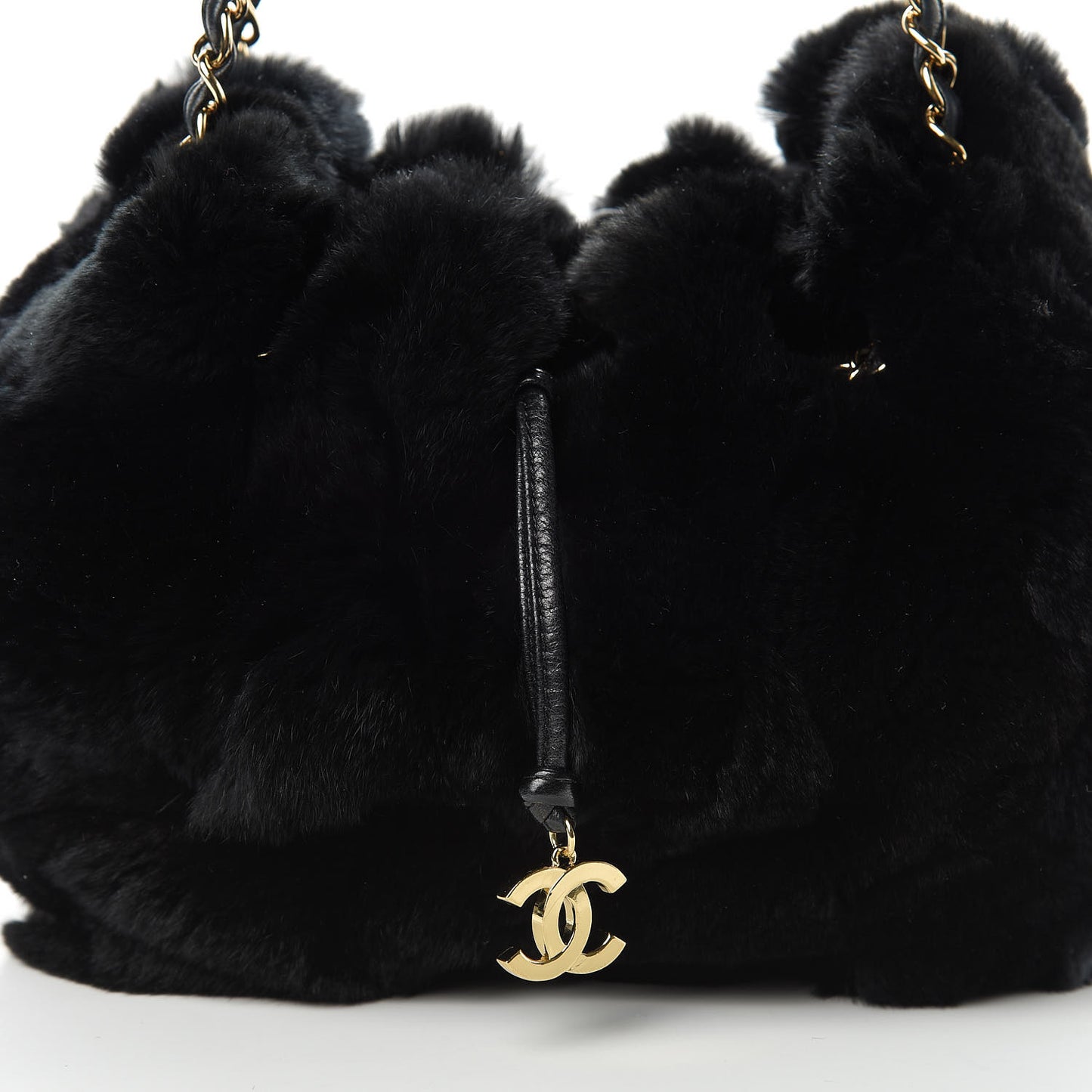 Rabbit Fur Harlequin Shoulder Bag Black