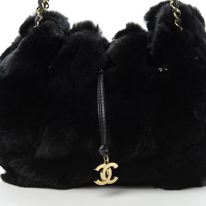 Chanel Rabbit Fur Harlequin Shoulder Bag Black 9 of 11