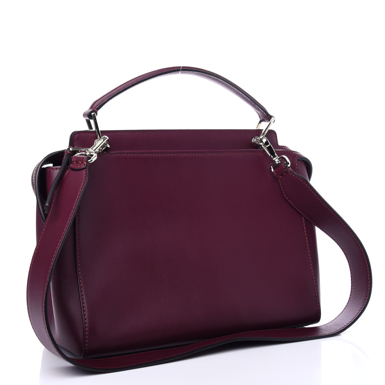 Fendi Vitello Baltico Dolce Shiny Nappa Lace Up DotCom Satchel Bordeaux 3 of 12