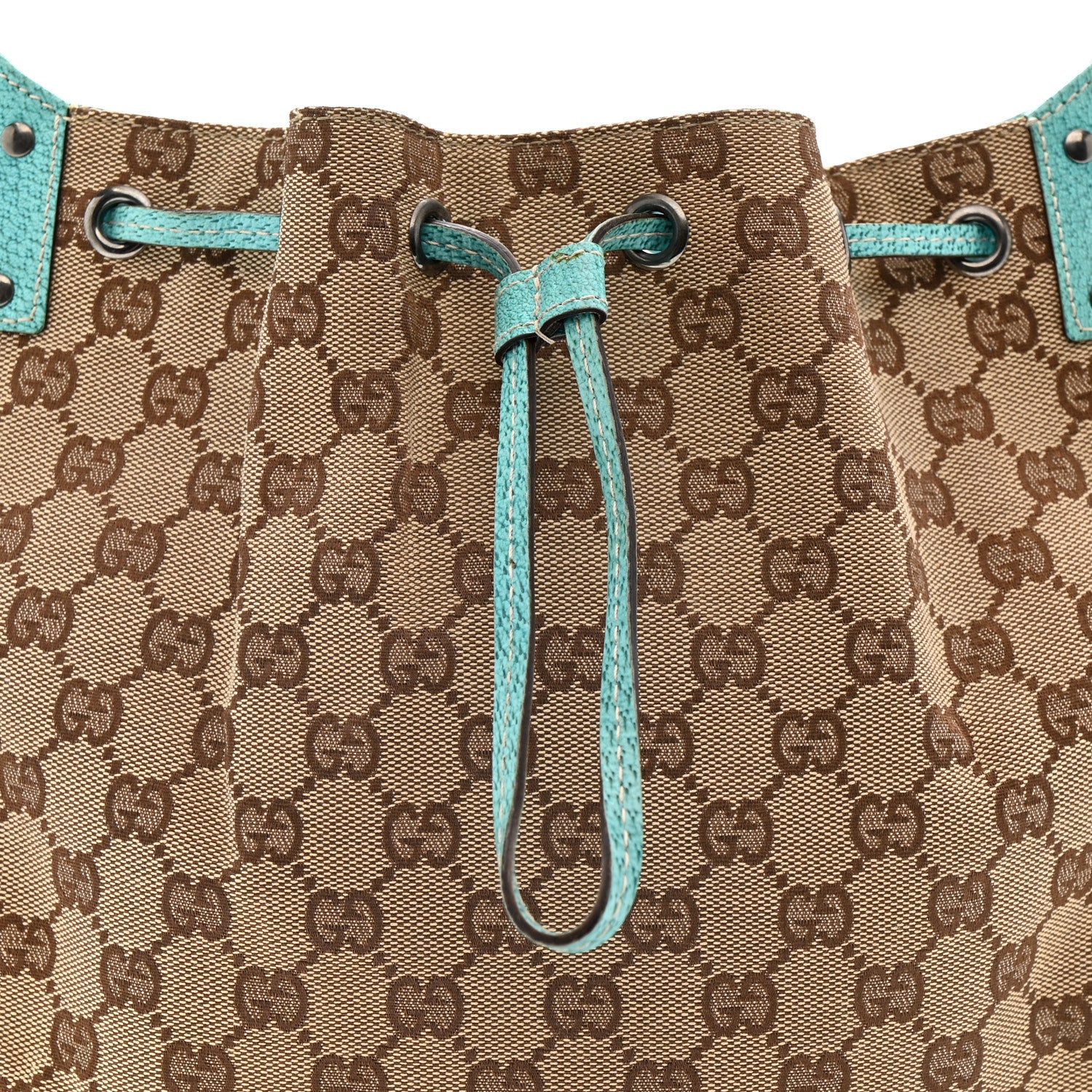 Gucci Monogram Drawstring Hobo Turquoise 8 of 15