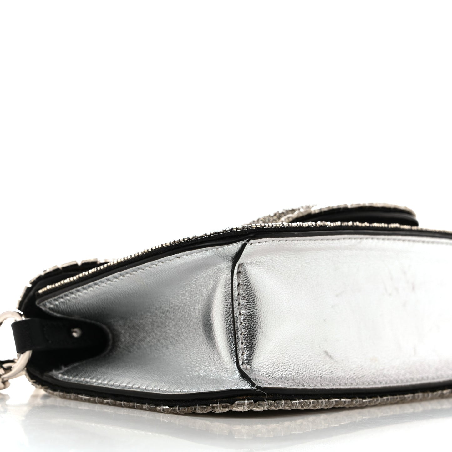 Swarovski Crystal Embroidered Vlogo Small Loco Shoulder Bag Crystal Silver