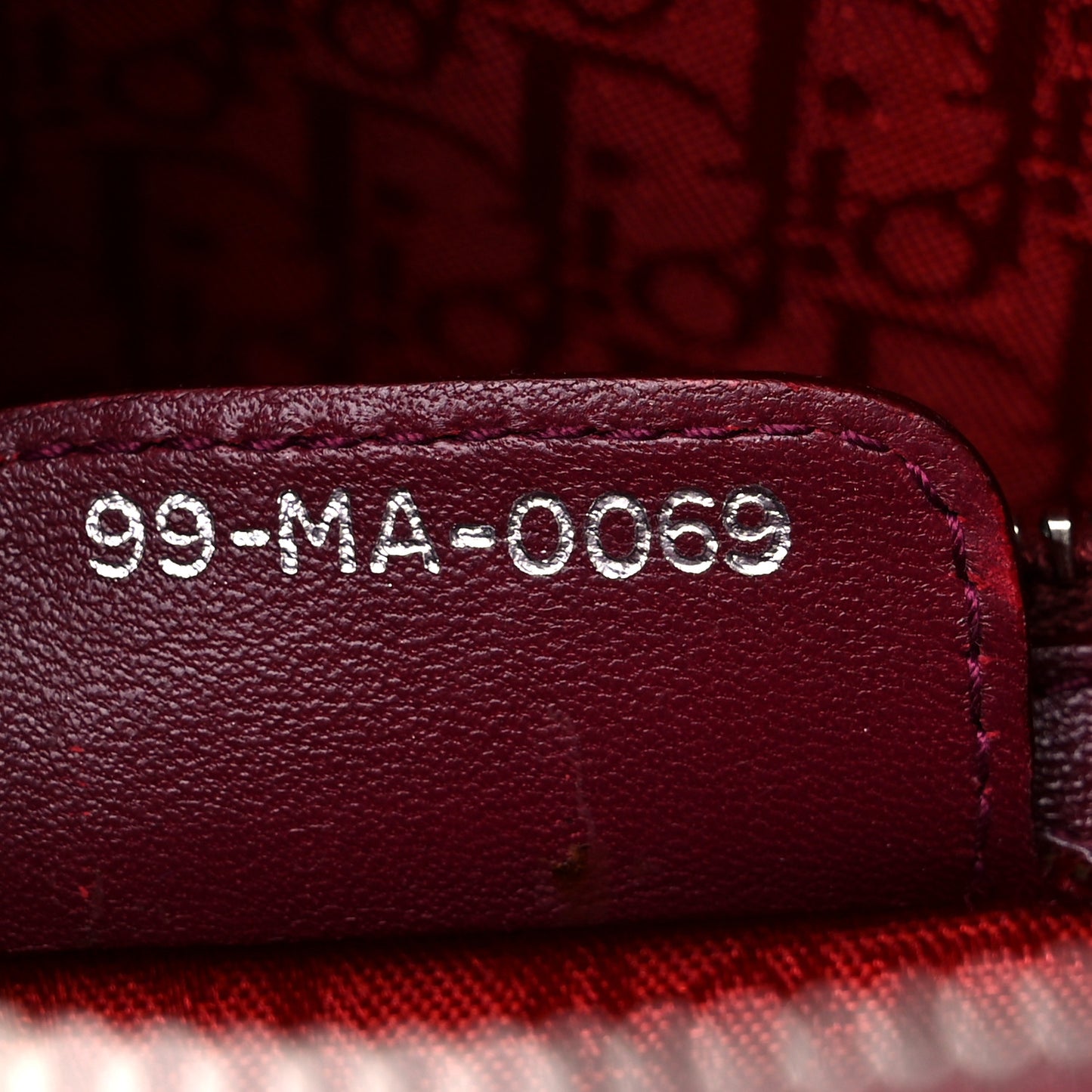 Lambskin Cannage Large Lady Dior Burgundy