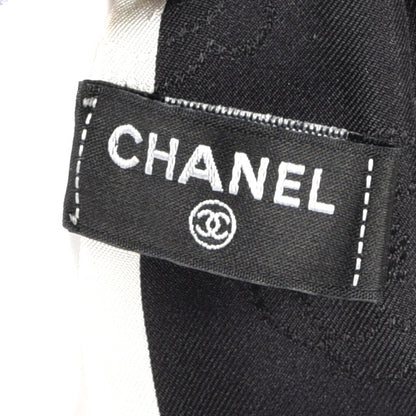 Chanel Silk Hair Tie Black Ivory 4 of 4