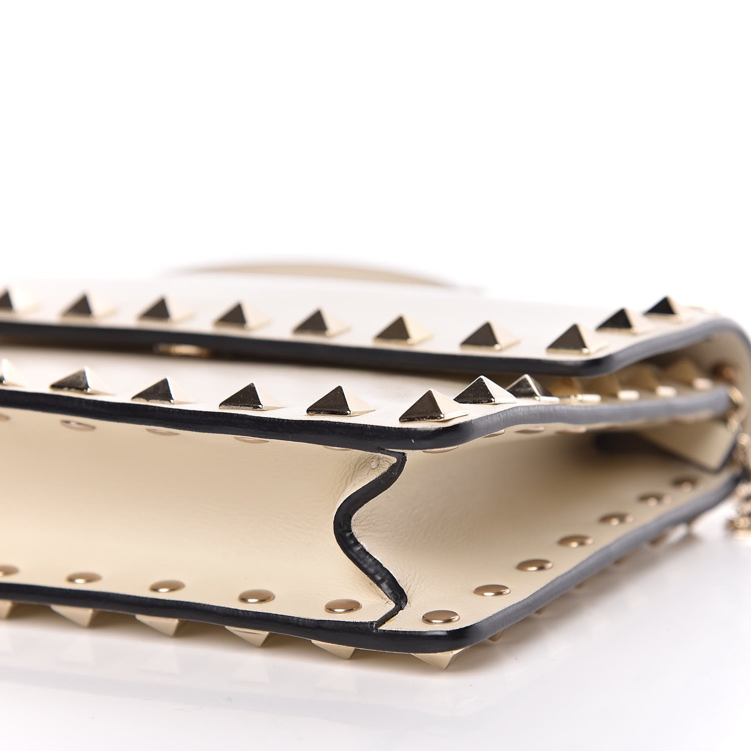Valentino Garavani Vitello Mini Rockstud Flap Wallet on Chain Ivory 9 of 11