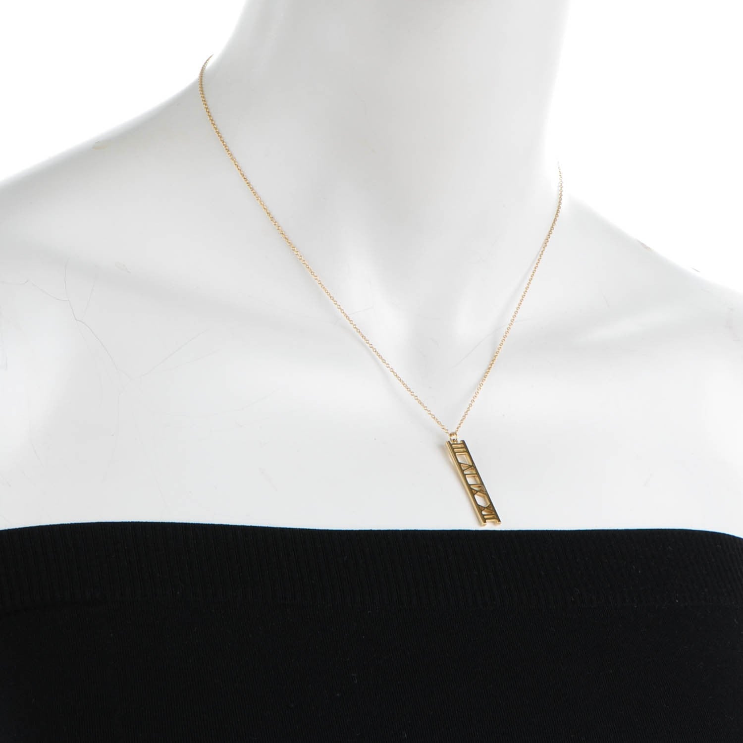 Tiffany 18K Yellow Gold Atlas Bar Pendant Necklace 2 of 5