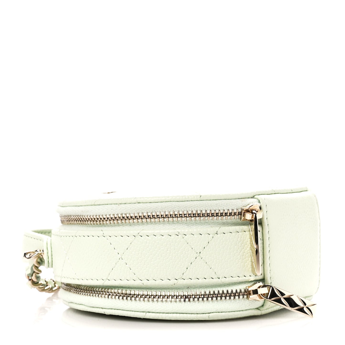 Caviar Quilted Round Handle With Care Vanity With Chain Mint