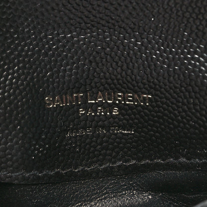 Saint Laurent Grain De Poudre Matelasse Chevron Monogram Monochrome Compact Wallet Black 7 of 8