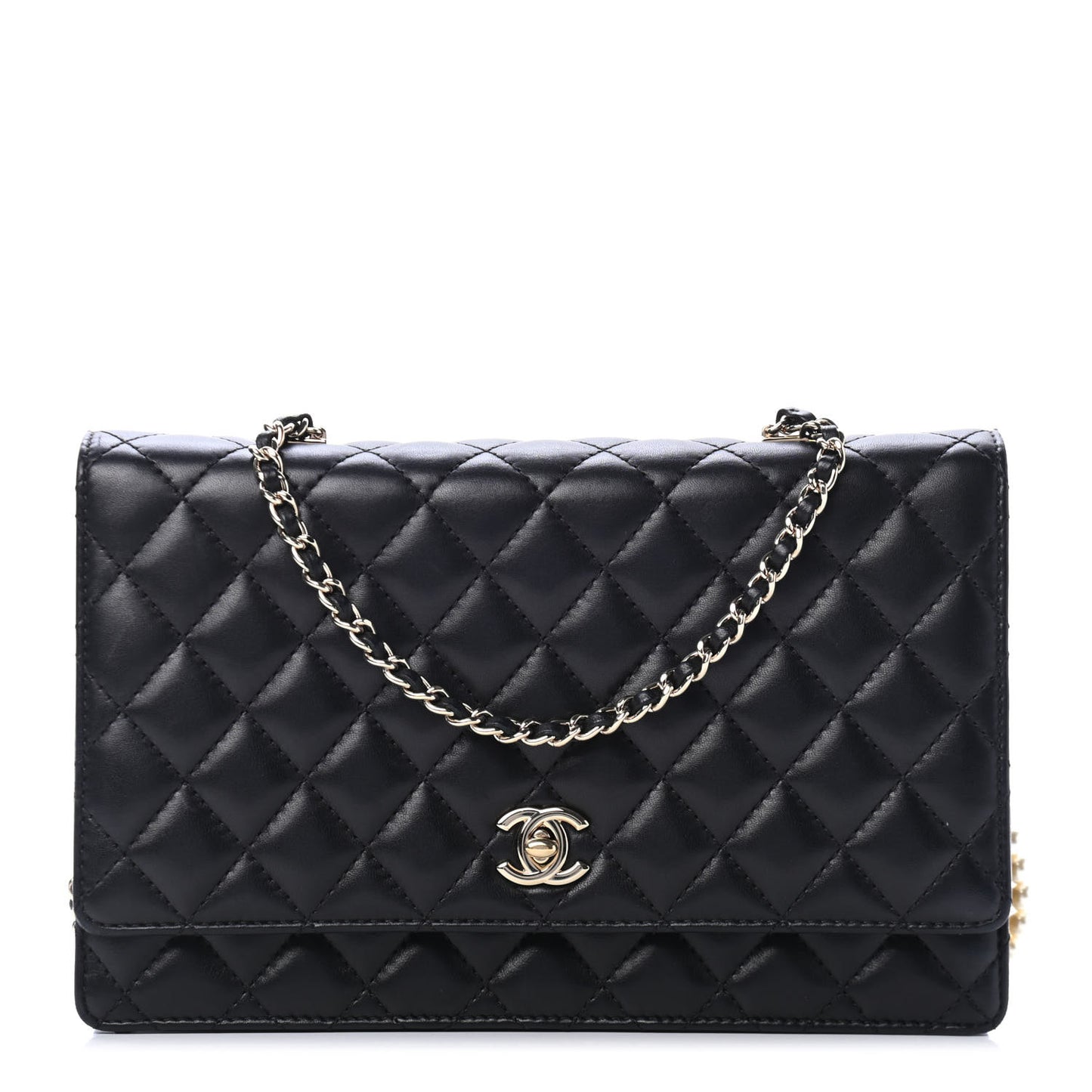 Lambskin Quilted Fantasy Pearl Flap Black