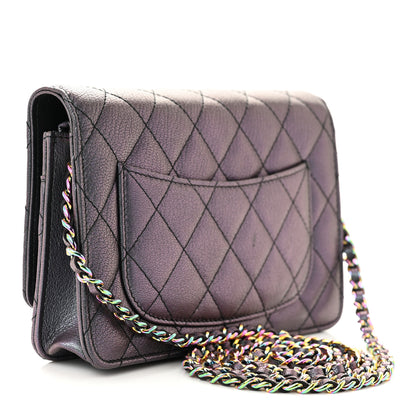 Chanel Iridescent Goatskin Quilted Wallet On Chain WOC Purple 3 of 13