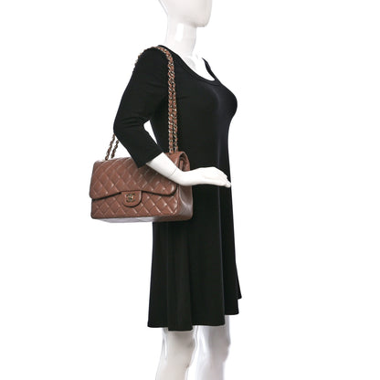 Chanel Lambskin Quilted Jumbo Double Flap Dark Beige 2 of 8