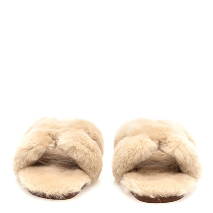 Hermes Woolskin Oran Sandals 38.5 Beige Argile 3 of 8