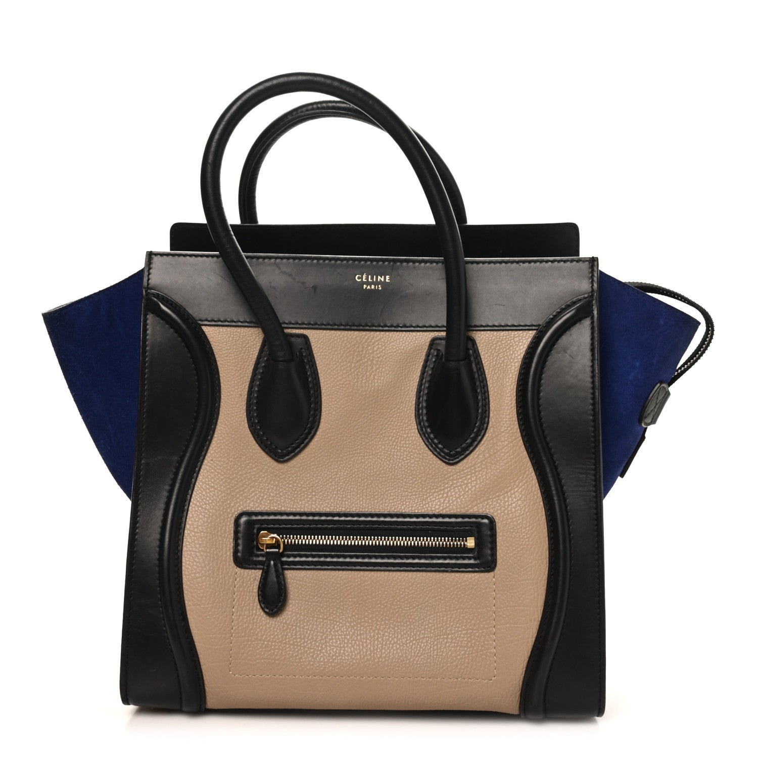 Celine Elephant Calfskin Suede Mini Tri-Color Luggage Sand 1 of 9