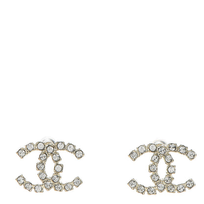 Chanel Crystal CC Earrings Light Gold 1 of 5