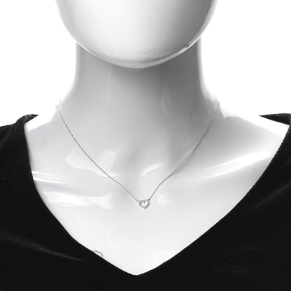 Tiffany 18K White Gold Diamond Metro Heart Pendant Necklace 2 of 5