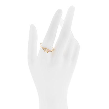 Tiffany 18K Yellow Gold Diamond T Wire Ring 60 9 2 of 5