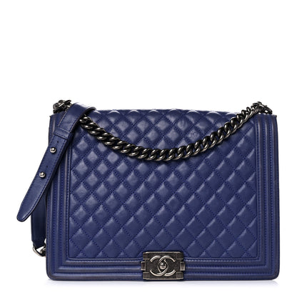 Chanel Calfskin Quilted Large Boy Flap Blue 1 of 13