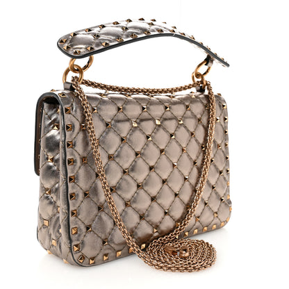 Valentino Garavani Metallic Lambskin Medium Rockstud Spike Shoulder Bag Sasso 3 of 10