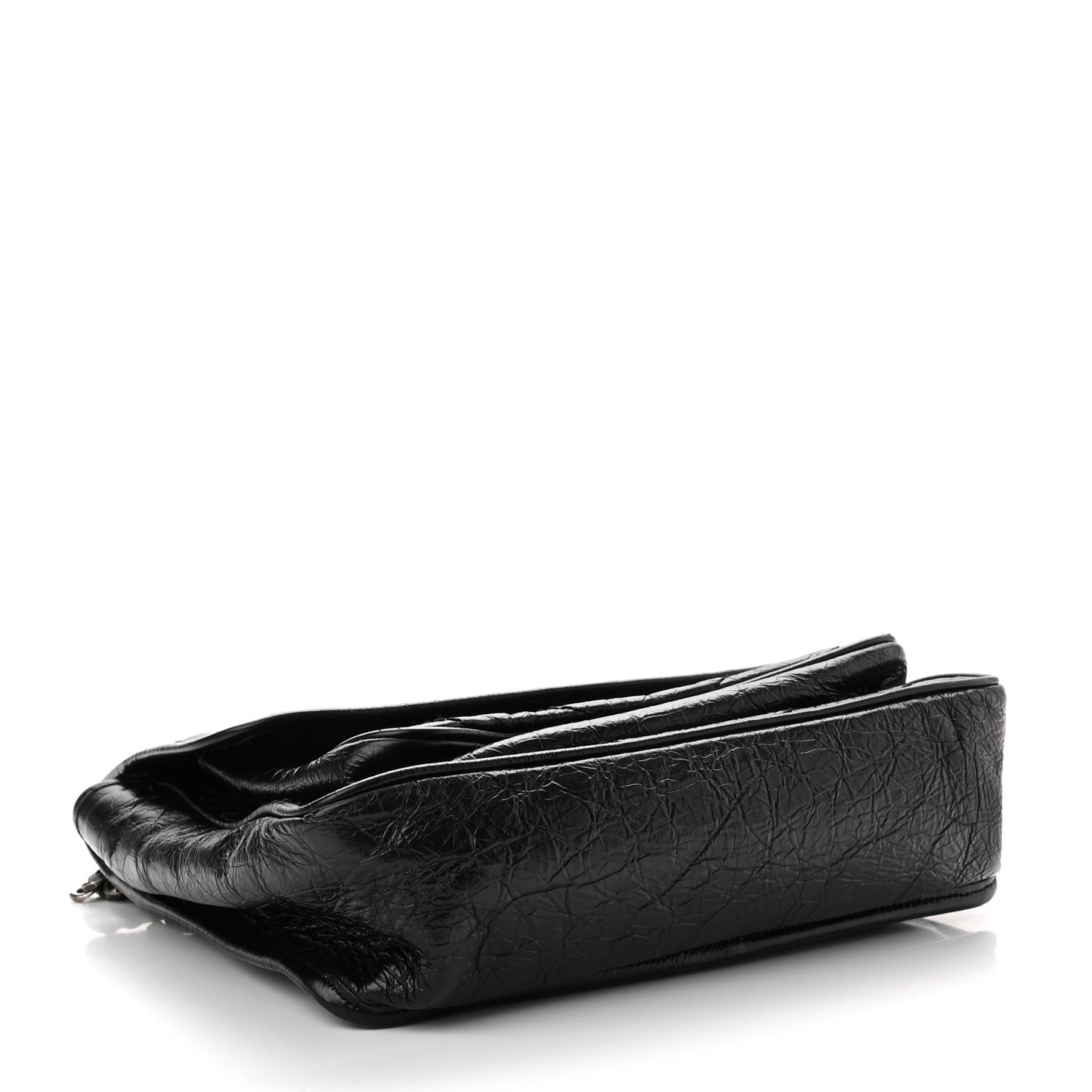 Crinkled Calfskin Matelasse Monogram Medium Niki Chain Satchel Black