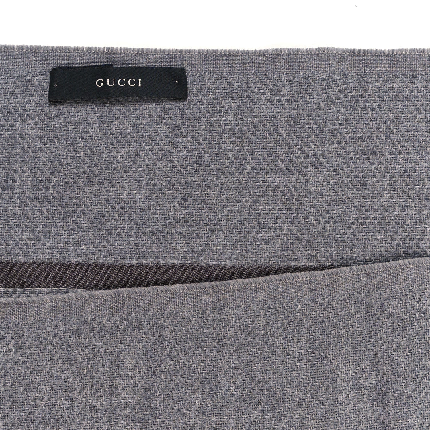 Gucci Wool Silk Scarf Grey 3 of 3