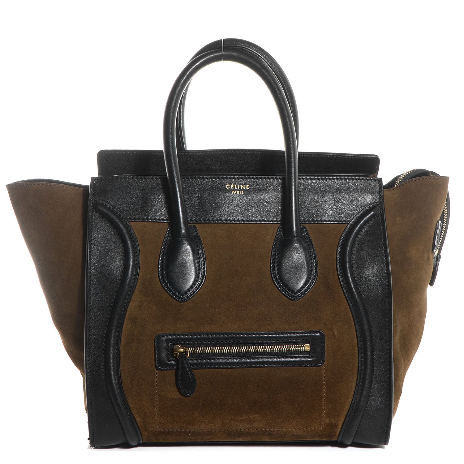Celine Smooth Calfskin Suede Mini Bi-Color Luggage Black Olive 1 of 10