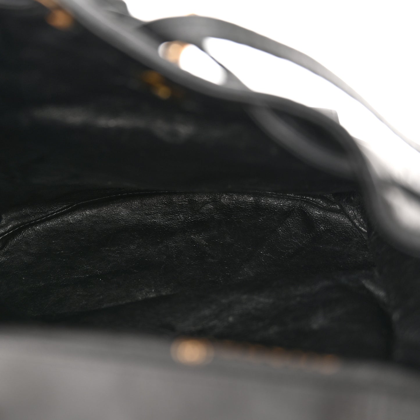 Lambskin Quilted Drawstring Backpack Black