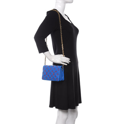 Louis Vuitton Lambskin Embossed Monogram Vuittamins Pochette Coussin Blue Red 2 of 10