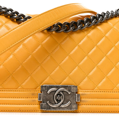 Chanel Lambskin Quilted Medium Boy Flap Yellow 8 of 11