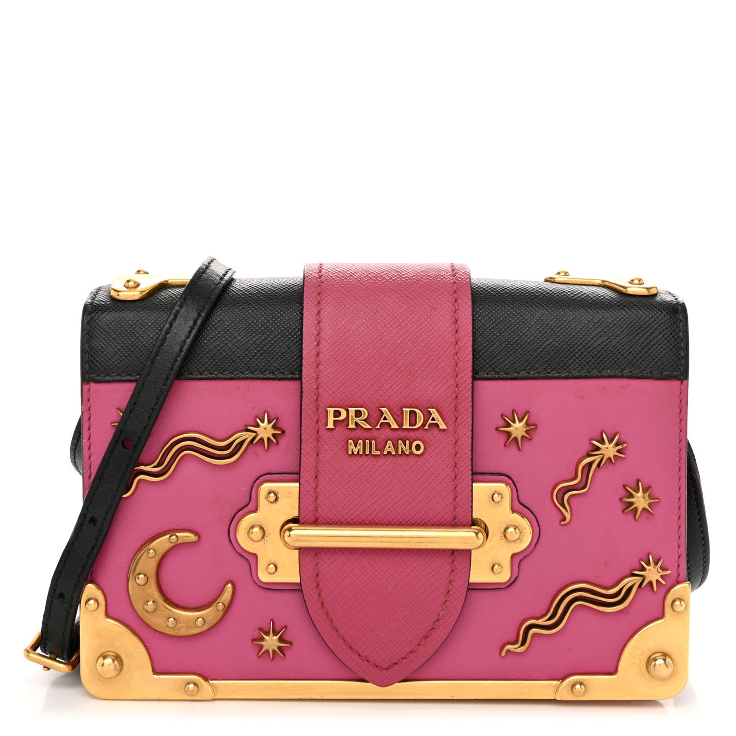 Prada City Calf Saffiano Astrology Cahier Bag Fuxia Black 1 of 11