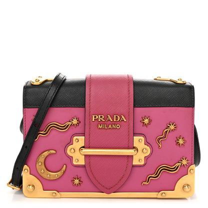 Prada City Calf Saffiano Astrology Cahier Bag Fuxia Black 1 of 11