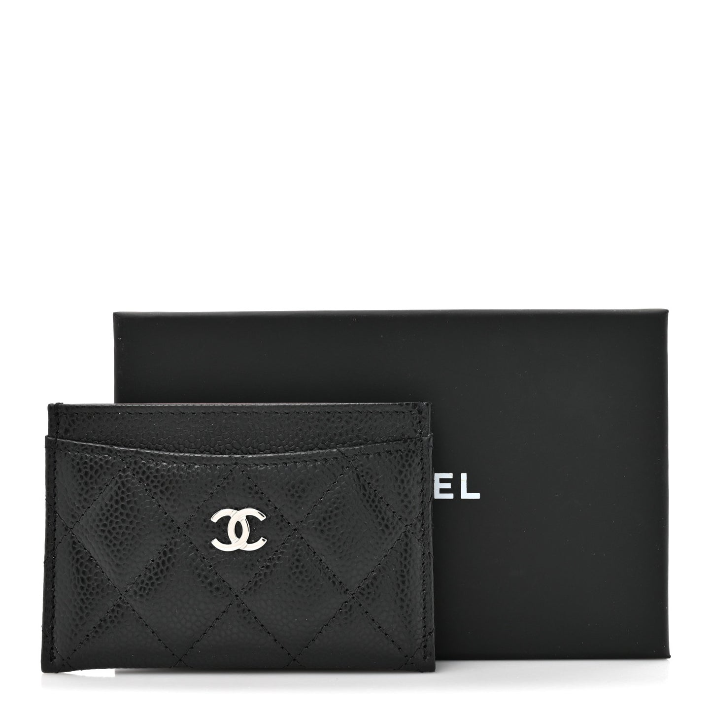 Caviar Quilted Card Holder Black