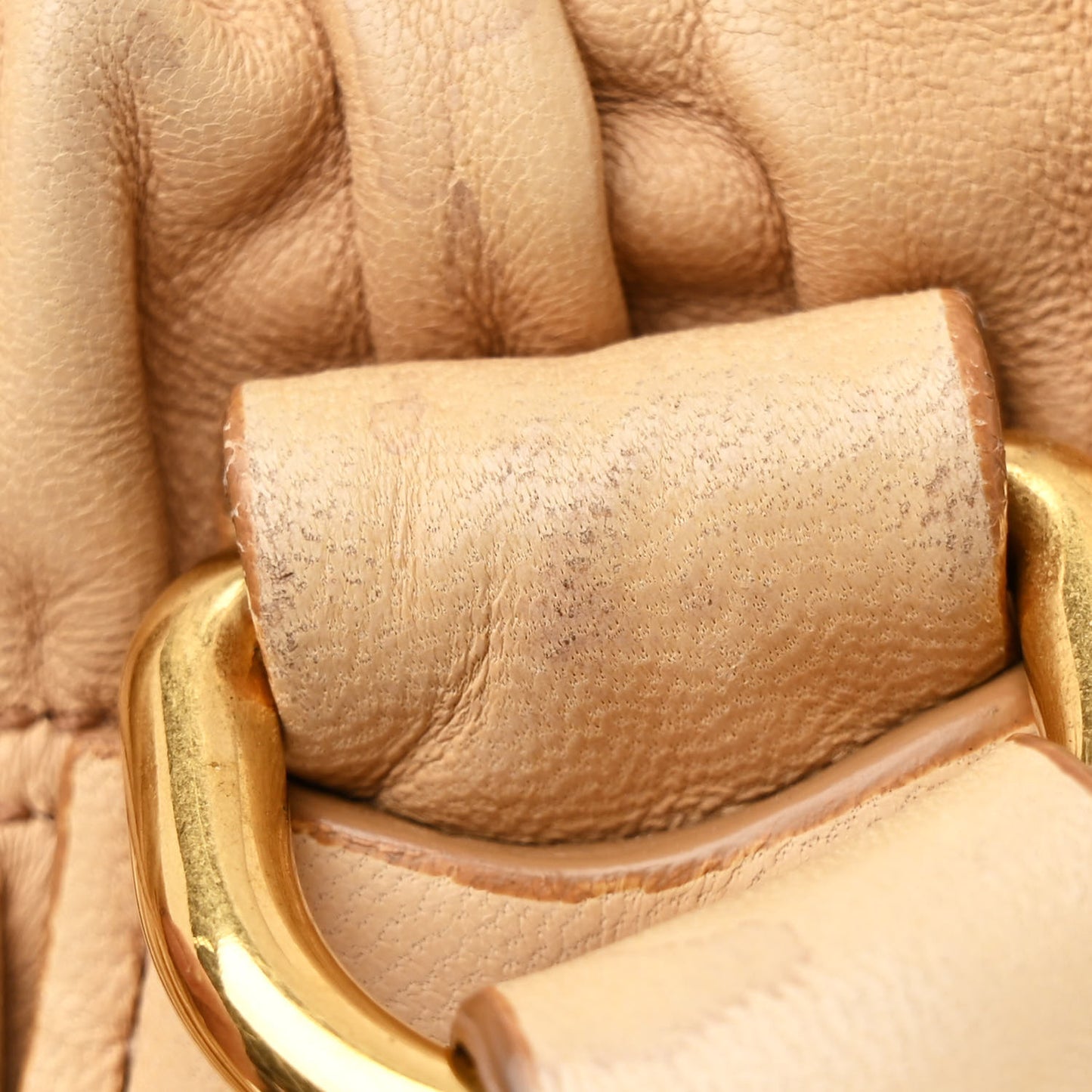 Nappa Gaufre Buckle Satchel Cammello