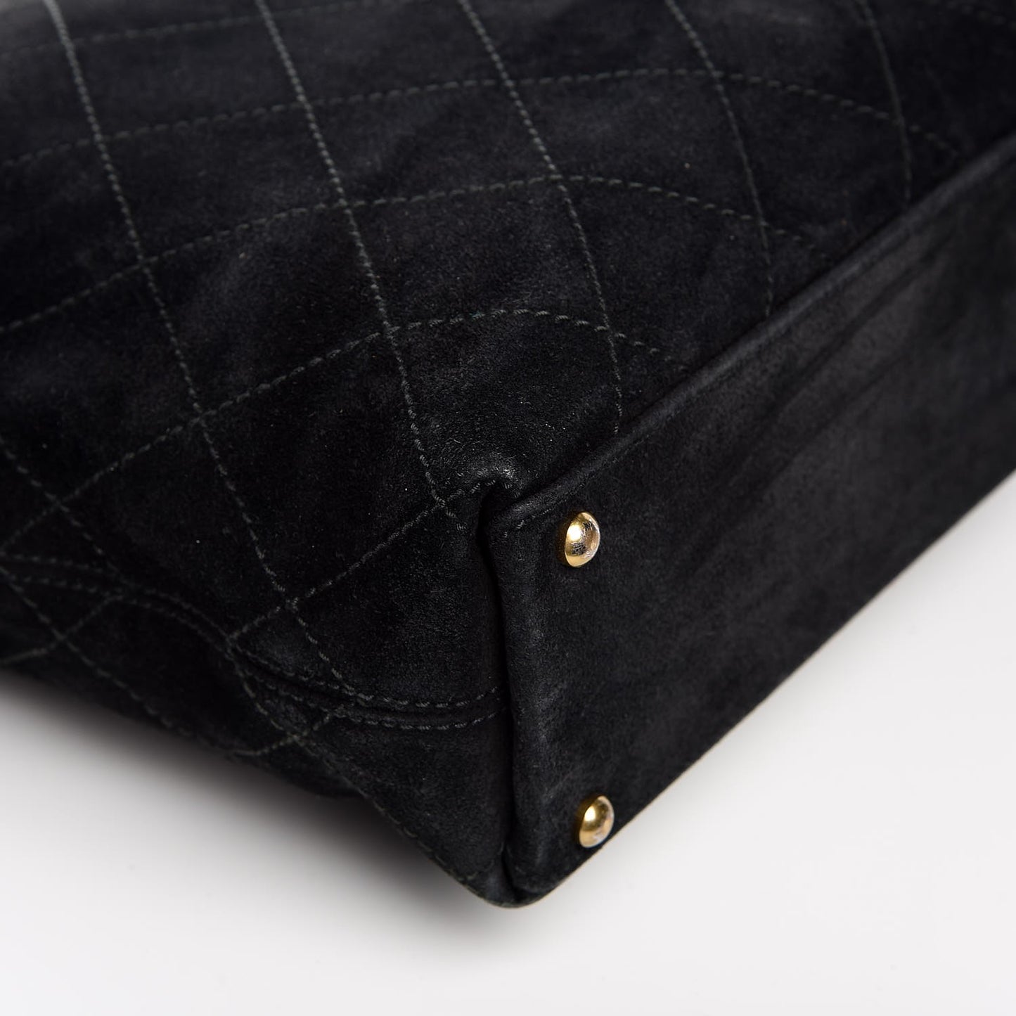 Suede Stitched Shoulder Bag Black