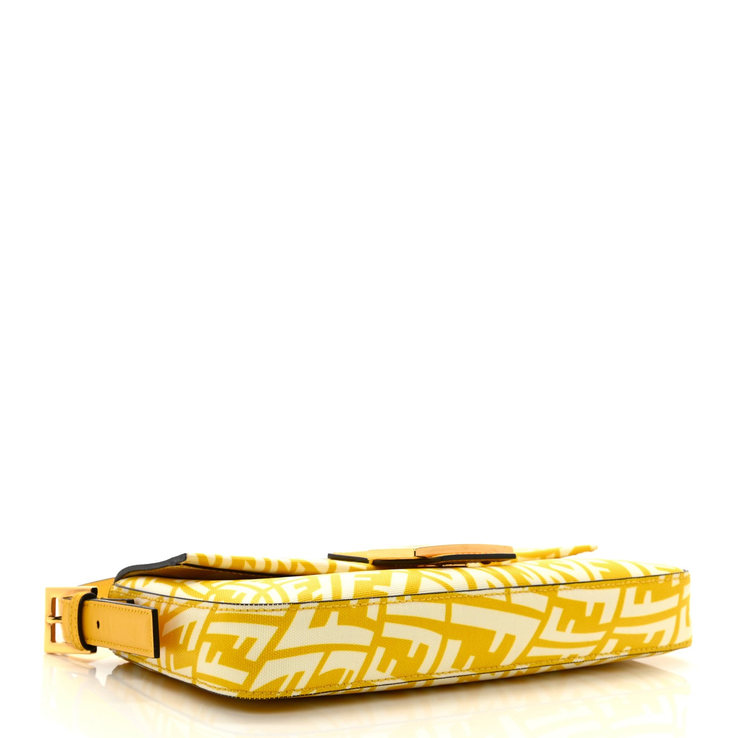 Fendi X SARAH COLEMAN Glazed Canvas Vitello King FF Vertigo Baguette 1997 Mimosa White 4 of 11