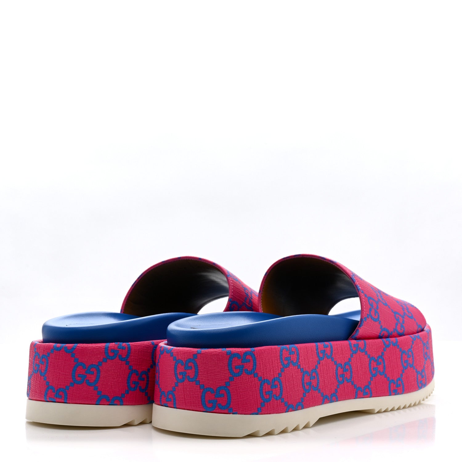 Gucci GG Supreme Joy Monogram Angelina Platform Slide Sandals 36 Fuxia Blue 5 of 11