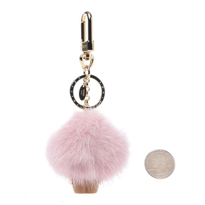 Louis Vuitton Resin Wood Mink Fur Vivienne Bag Charm Key Holder Pink 2 of 5