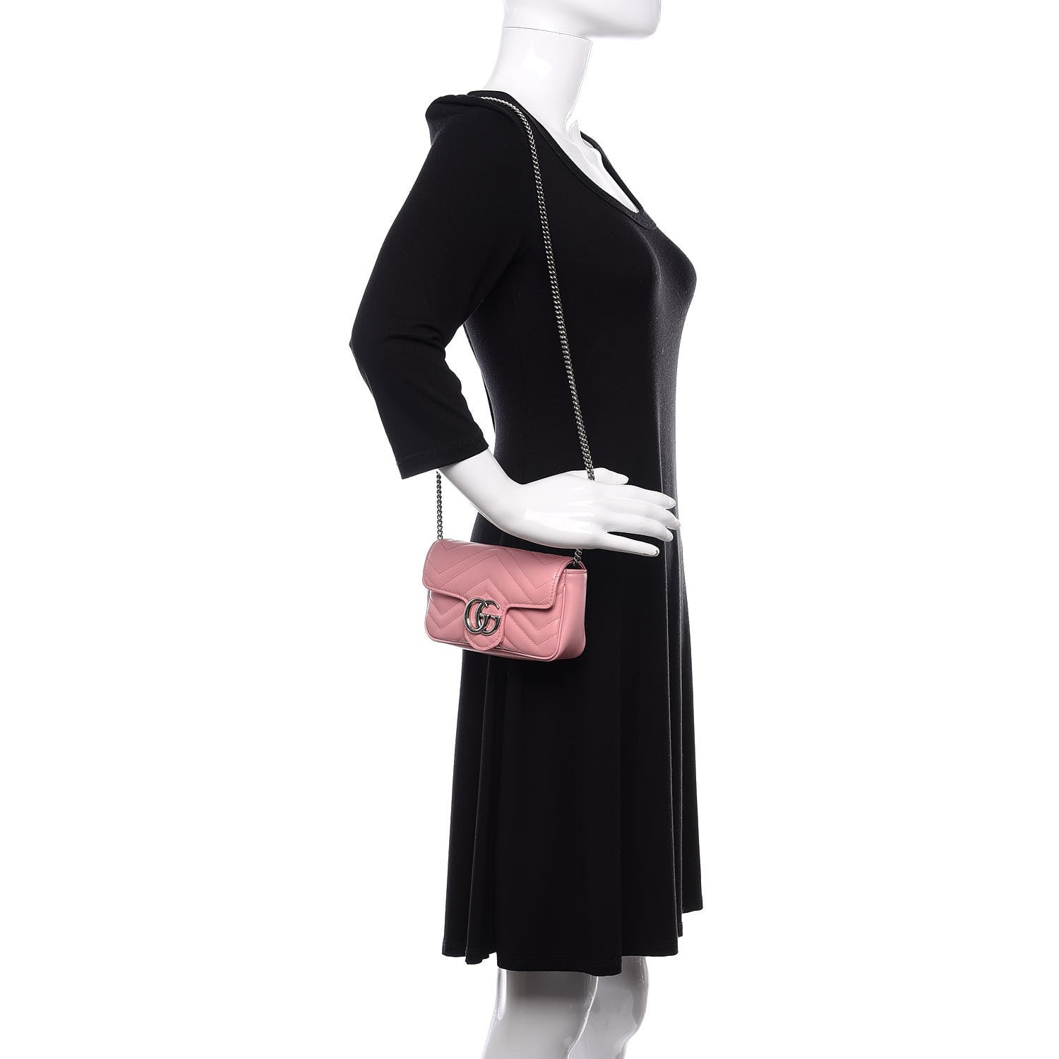 Gucci Calfskin Matelasse Super Mini GG Marmont Shoulder Bag Wild Rose 2 of 11