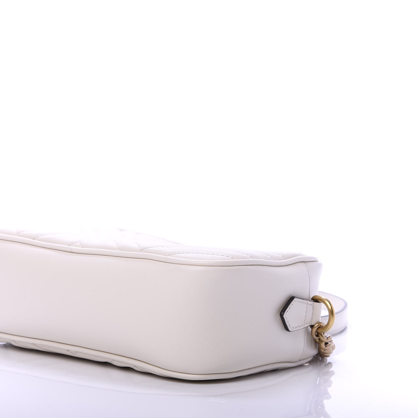 Calfskin Matelasse Small GG Marmont Chain Shoulder Bag White