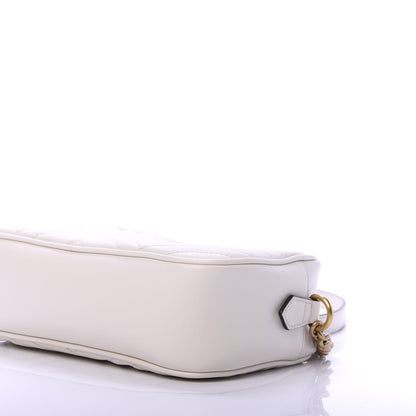 Gucci Calfskin Matelasse Small GG Marmont Chain Shoulder Bag White 7 of 12