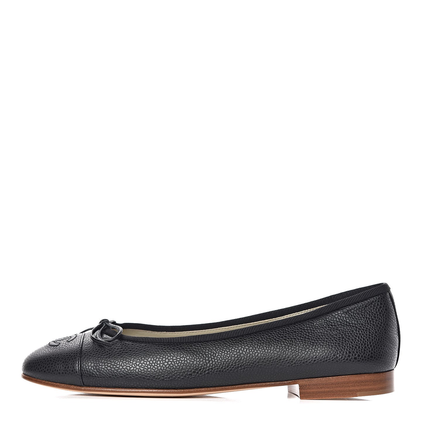 Caviar Cap Toe Ballerina Flats 38 Black