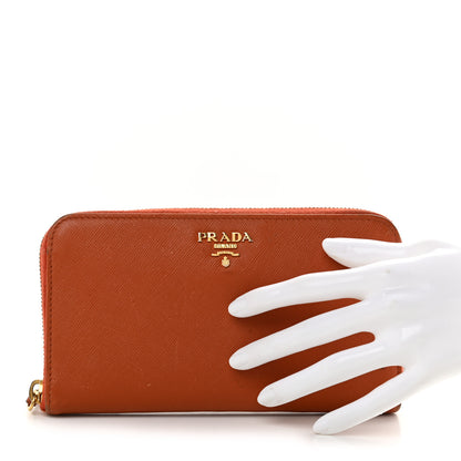 Prada Saffiano Metal Zip Around Wallet Rame 2 of 8