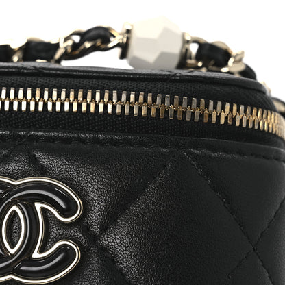 Chanel Lambskin Quilted Mini Enamel Vanity Case With Chain Black 12 of 12