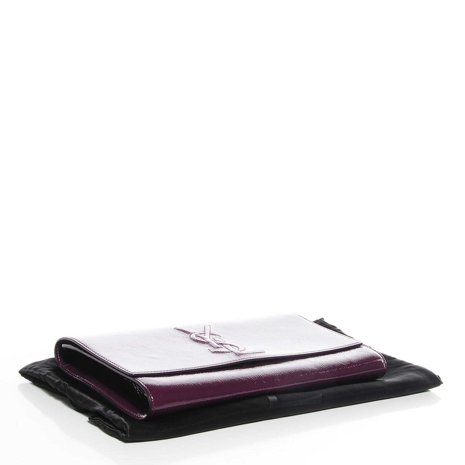 Saint Laurent Textured Patent Large Belle De Jour Clutch Violet 4 of 7