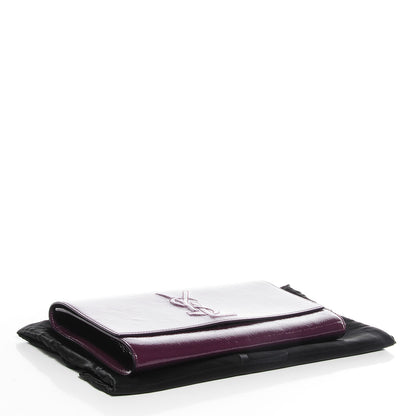 Saint Laurent Textured Patent Large Belle De Jour Clutch Violet 4 of 7