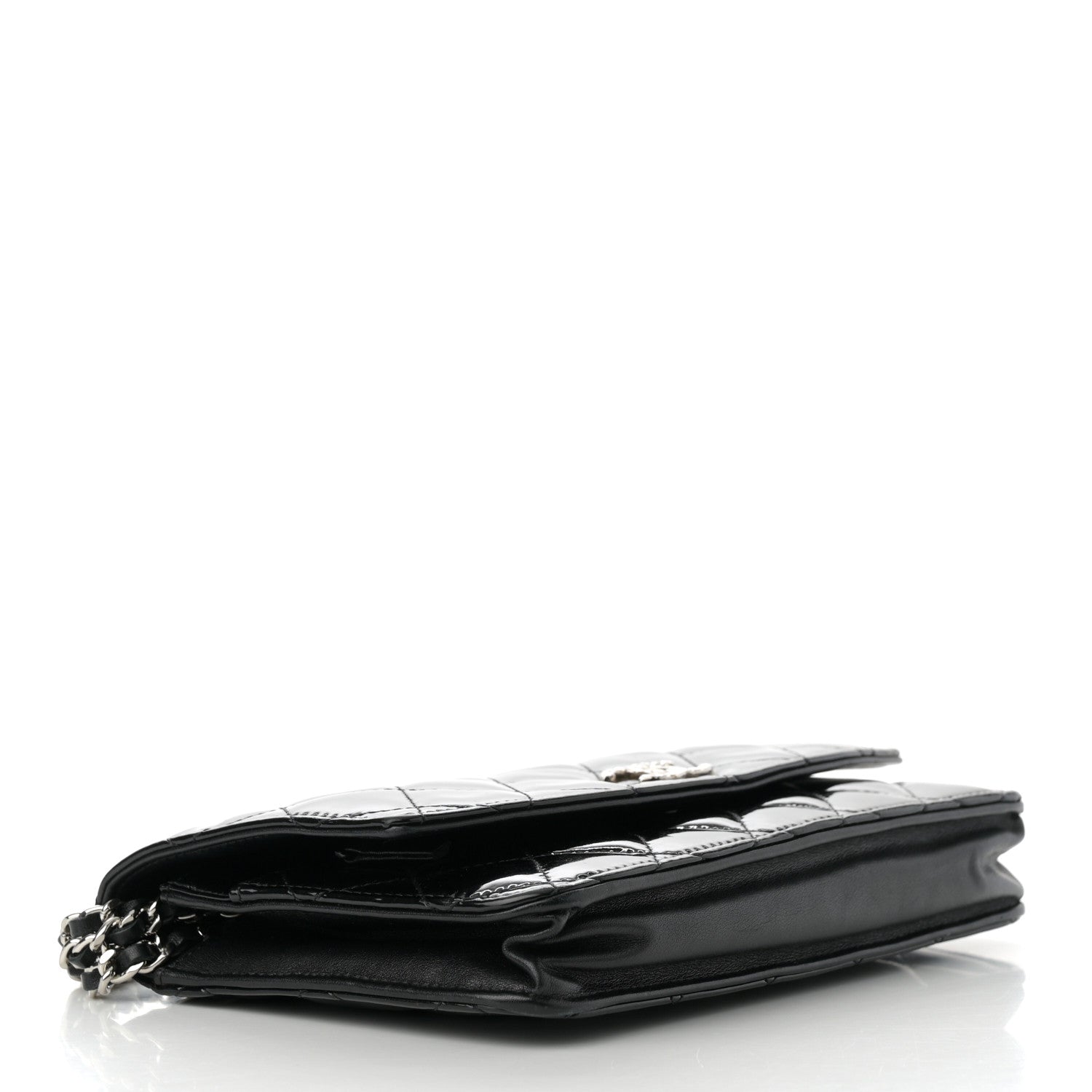 Chanel Patent Quilted Brilliant Wallet On Chain WOC Black 4 of 13