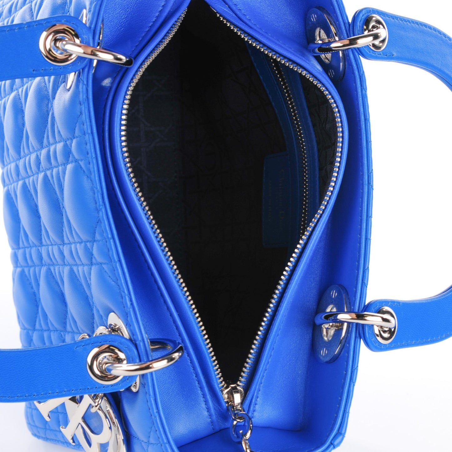Lambskin Cannage Medium Lady Dior Blue Persan