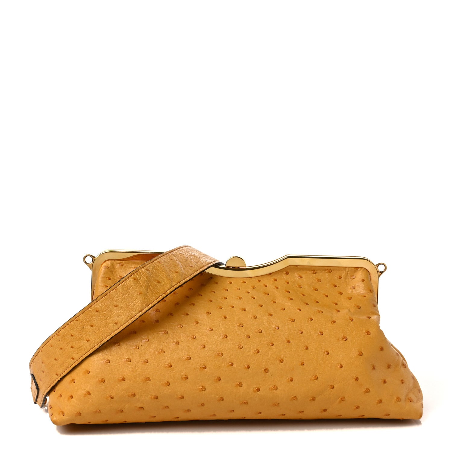Miu Miu Ostrich Frame Shoulder Bag Yellow 1 of 6