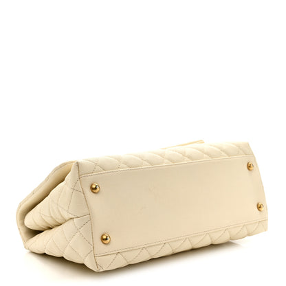 Chanel Caviar Quilted Small Coco Handle Flap White 4 of 10