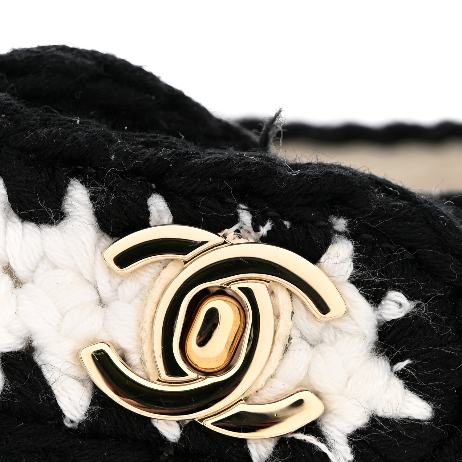 Chanel Braided Knit Cap Toe CC Ankle Strap Espadrilles 39 White Black 12 of 12
