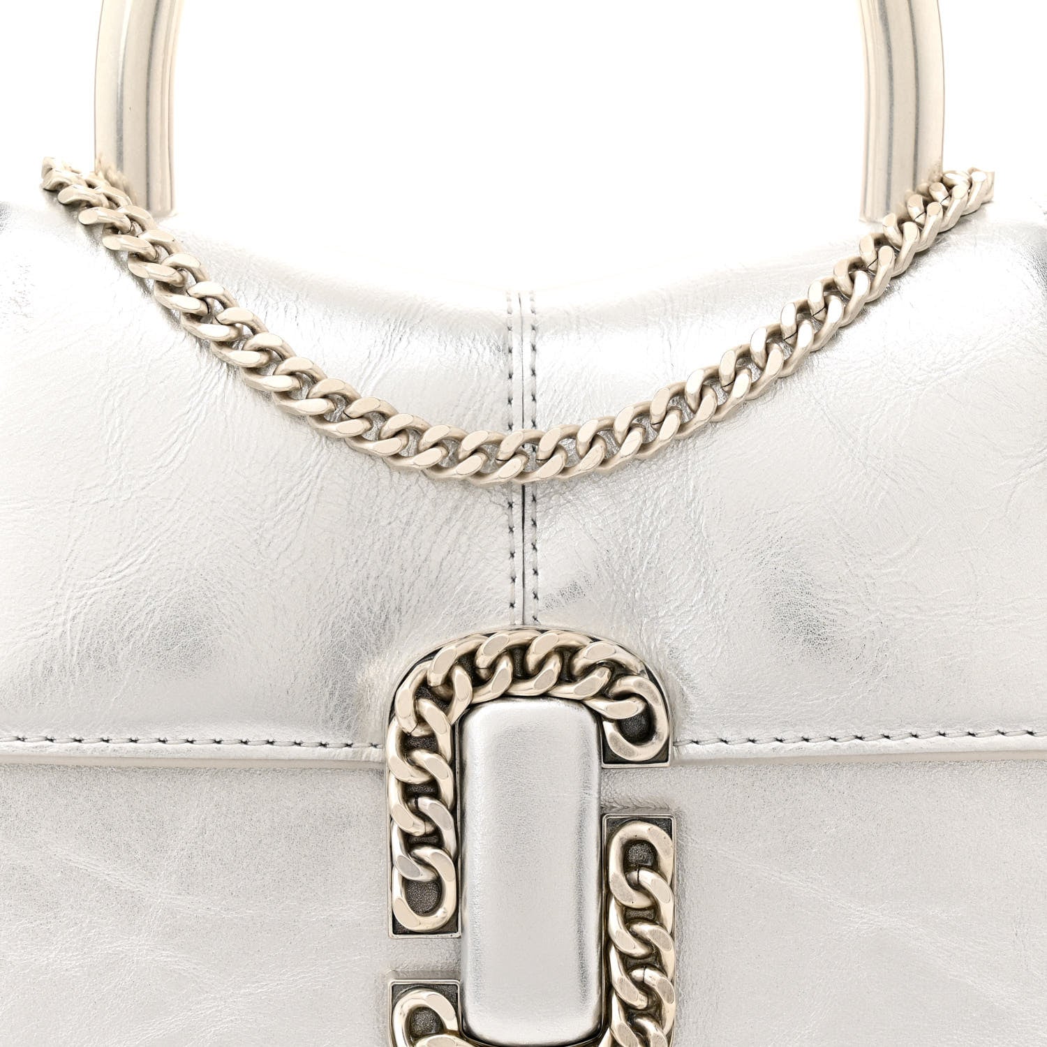 Marc Jacobs Calfskin The Metallic St. Marc Mini Top Handle Bag Silver 8 of 11